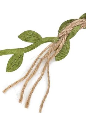 33 Feet 5mm Natural Jute Twine Ribbon with Artificial Leaves