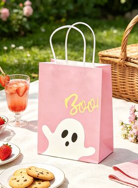 Pink Black Ghost Halloween Gift Bags Boo Spooky Cute Paper T