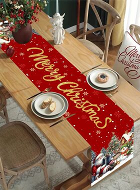 Red Christmas Santa Snowman Table Runner Christmas Decoratio