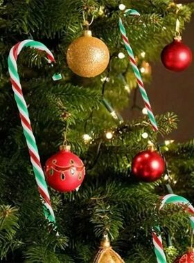 12-Pack Acrylic Candy Cane Ornaments For Christmas Tree - Fe