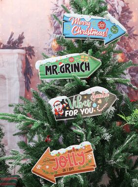 10PCS Christmas Decoration Directional Signs Cartoon Paper S