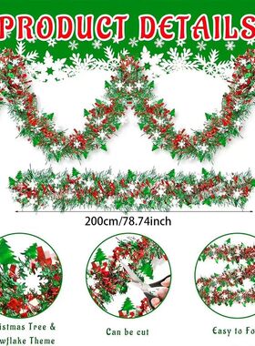 Runtowo 2M Christmas Snowflake Tel Garland Xmas Tree Decorat