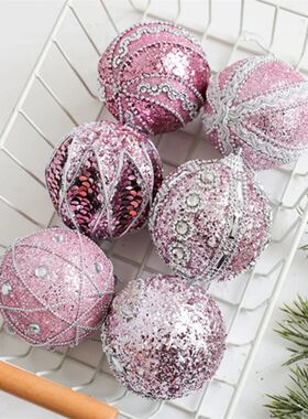 Christmas Tree Pink Decorations Glitter Foam Ball Bow Xmas T