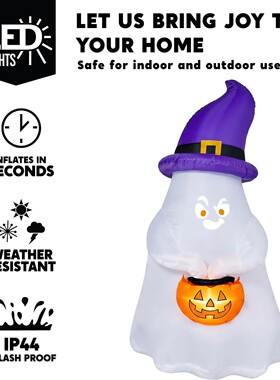 5FT Halloween Inflatable Witch Ghost Decor with Projector Fa