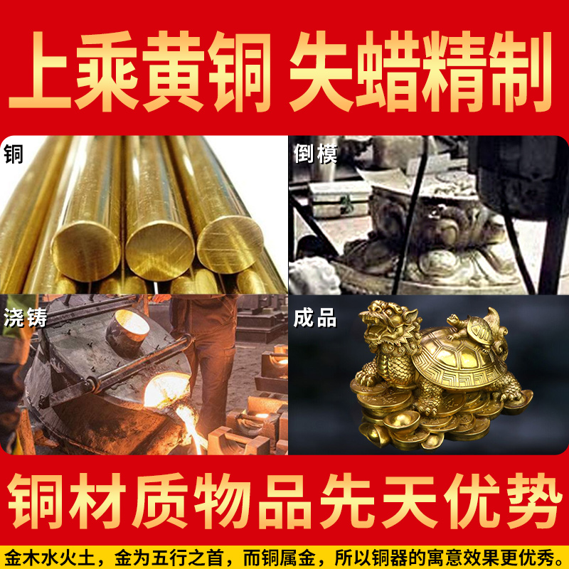 龙龟摆件纯铜黄铜办公室公司八卦母子龙头龟金钱龟装饰工艺品礼品-图2