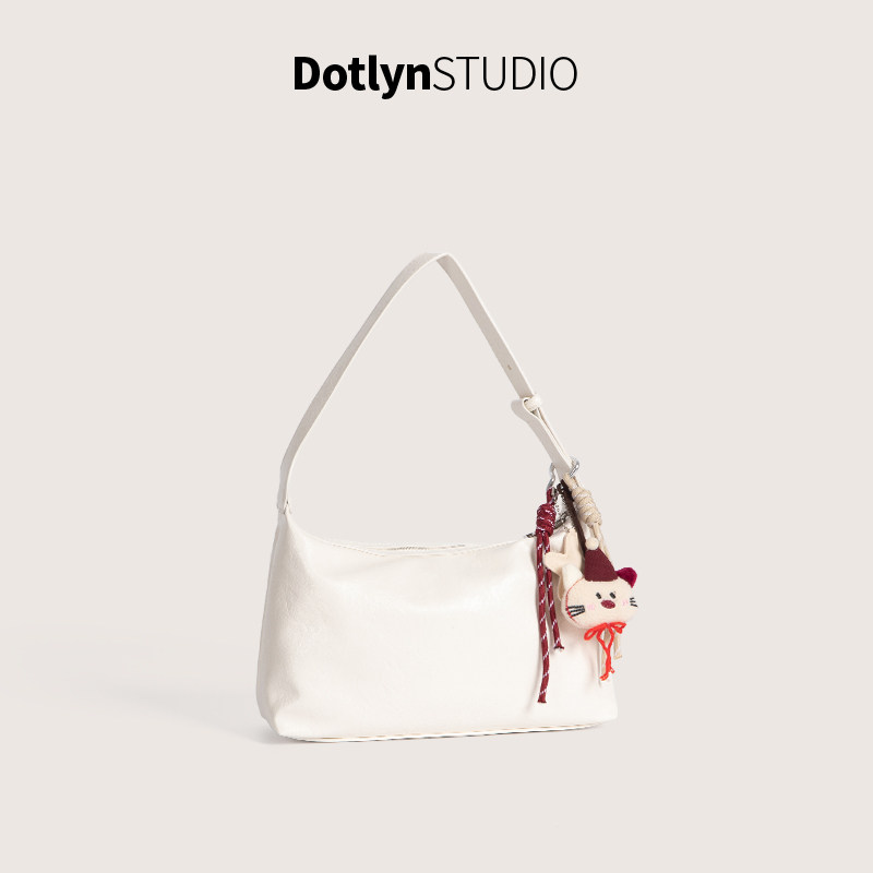Dotlyn2025新款韩版小众设计质感油蜡皮手提包简约百搭单肩腋下包,淘宝优惠券,粉丝福利购,淘宝优惠卷