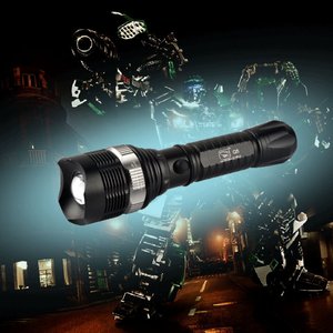 微笑鲨 户外露营铝合金机械旋转变焦手电 调焦强光LED充电手电筒