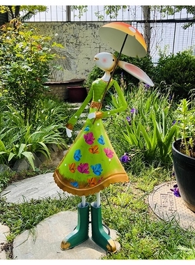 包邮美式复古做旧铁艺兔子摆件