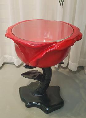 轻奢奶油风艺术沙发边几桌角几茶几床头柜创意可移动玫瑰落地摆件