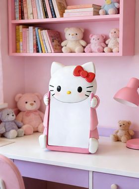 hellokitty原创化妆镜可爱卡通台式梳妆镜 ins 风女生卧室桌面镜