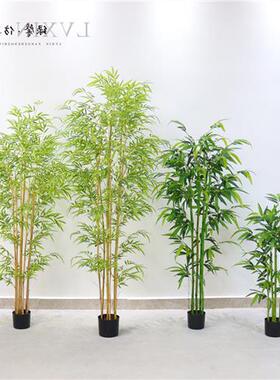 仿真竹子室内屏风盆景细水毛竹绿植客厅装饰竹叶植物造景假竹子