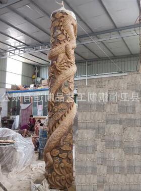 大型广场盘龙柱雕塑锻铜龙柱摆件酒店景观艺术纯铜龙柱子装饰