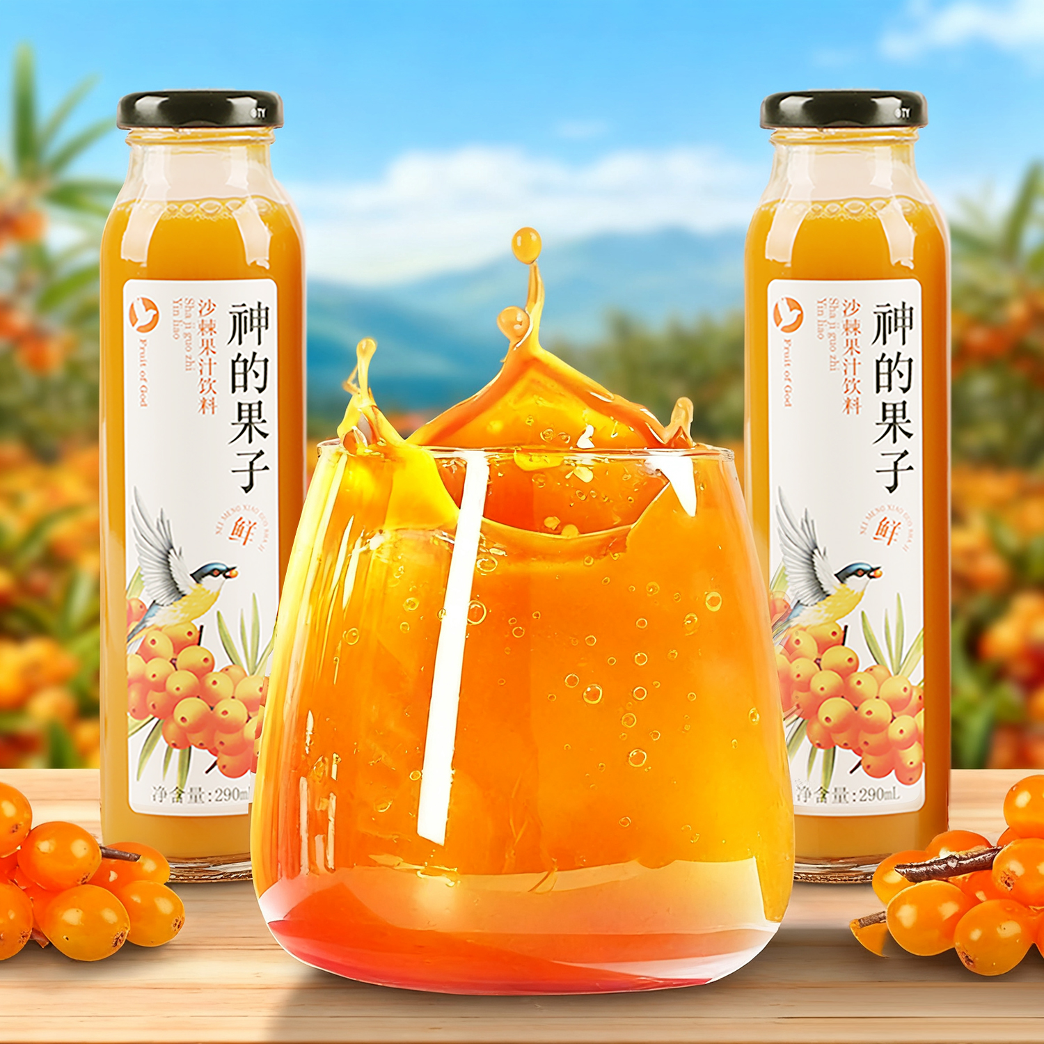 沙漠之花沙棘汁饮料内蒙特色果汁290ml酸甜好喝沙棘果味饮品礼盒 - 图1