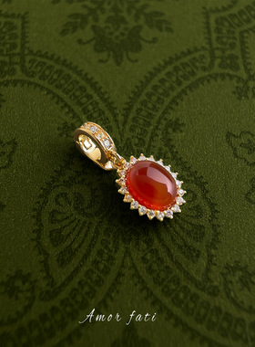 可拆卸万能扣挂坠镀18k金diy珍珠项链吊坠复古红玛瑙项链配饰配件