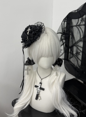 1Gangster Inn蕾丝蝴蝶结发夹发圈小礼帽发夹亚文化哥特lolita