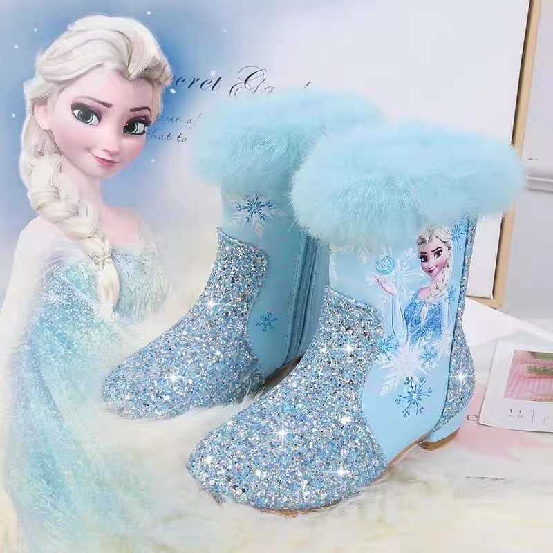 猫尔港女童高跟短靴冬季新款儿童爱莎公主加绒加厚保暖棉靴雪地靴,淘宝优惠券,粉丝福利购,淘宝优惠卷