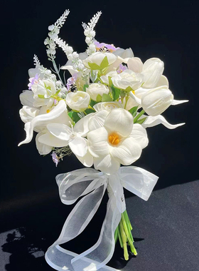 仿真花郁金香新娘拍照领证手捧花