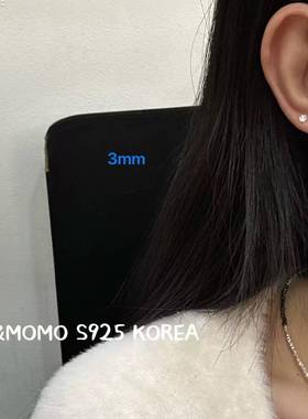 12.15直播韩国momo银饰简约华子白钻黑钻耳骨钉925银