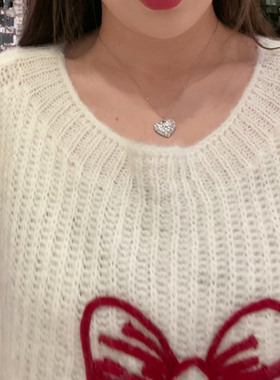 10.7韩国东大门baket奢华落水钻爱心项链