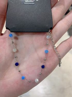 10.10韩国东大门nyunyu蓝色间隔珠珠手链