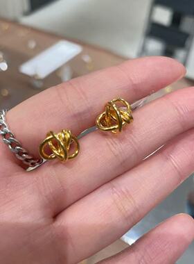 10.3韩国东大门nyunyu通体银镀金前后珠珠小金珠耳钉