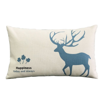 北欧麋鹿棉麻沙发抱枕长方形靠背30*50/40*60/70办公室腰枕靠枕,淘宝优惠券,粉丝福利购,淘宝优惠卷