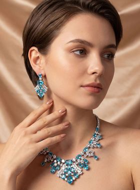 几何项链耳环名媛风扇形耳环耳饰