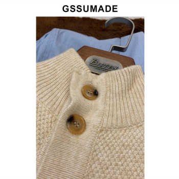 GssuMade acrylic half turtleneck knitted sweater cardigan double pockets high-end gentleman casual jacket ຜູ້ຊາຍແບບເກົາຫຼີ