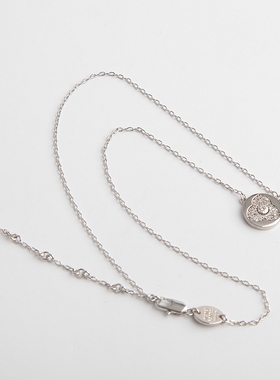 日常配饰饰品   HB  银色水晶花朵吊坠项链 短款项链项饰女