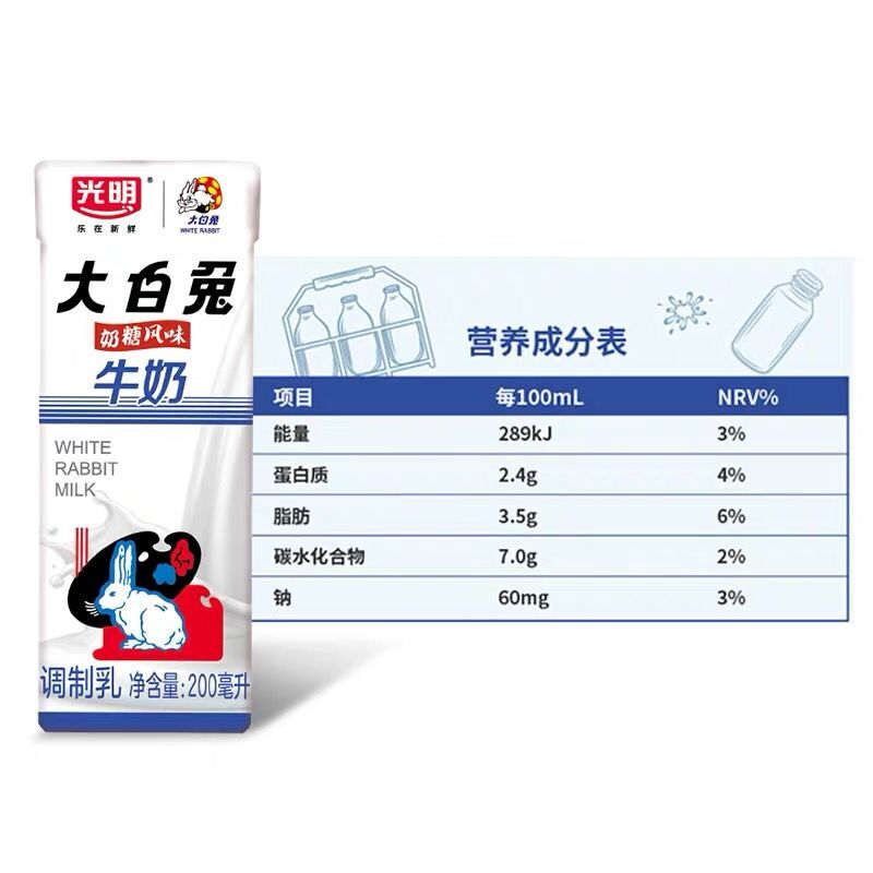 3月生产 光明大白兔奶糖风味牛奶200ml*12盒常温奶80后童年回忆 - 图1