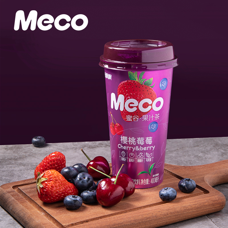 香飘飘meco蜜谷果汁茶饮料樱桃莓莓味水果茶饮料即饮品400ml*15杯-图1