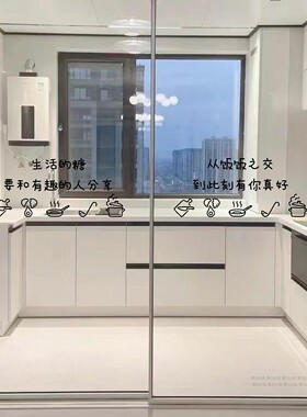 ins创意厨房餐厅饭馆玻璃门贴纸