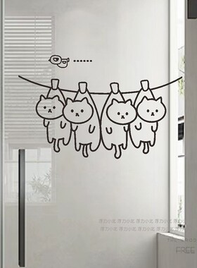 猫咪装饰店铺橱窗玻璃贴纸防撞