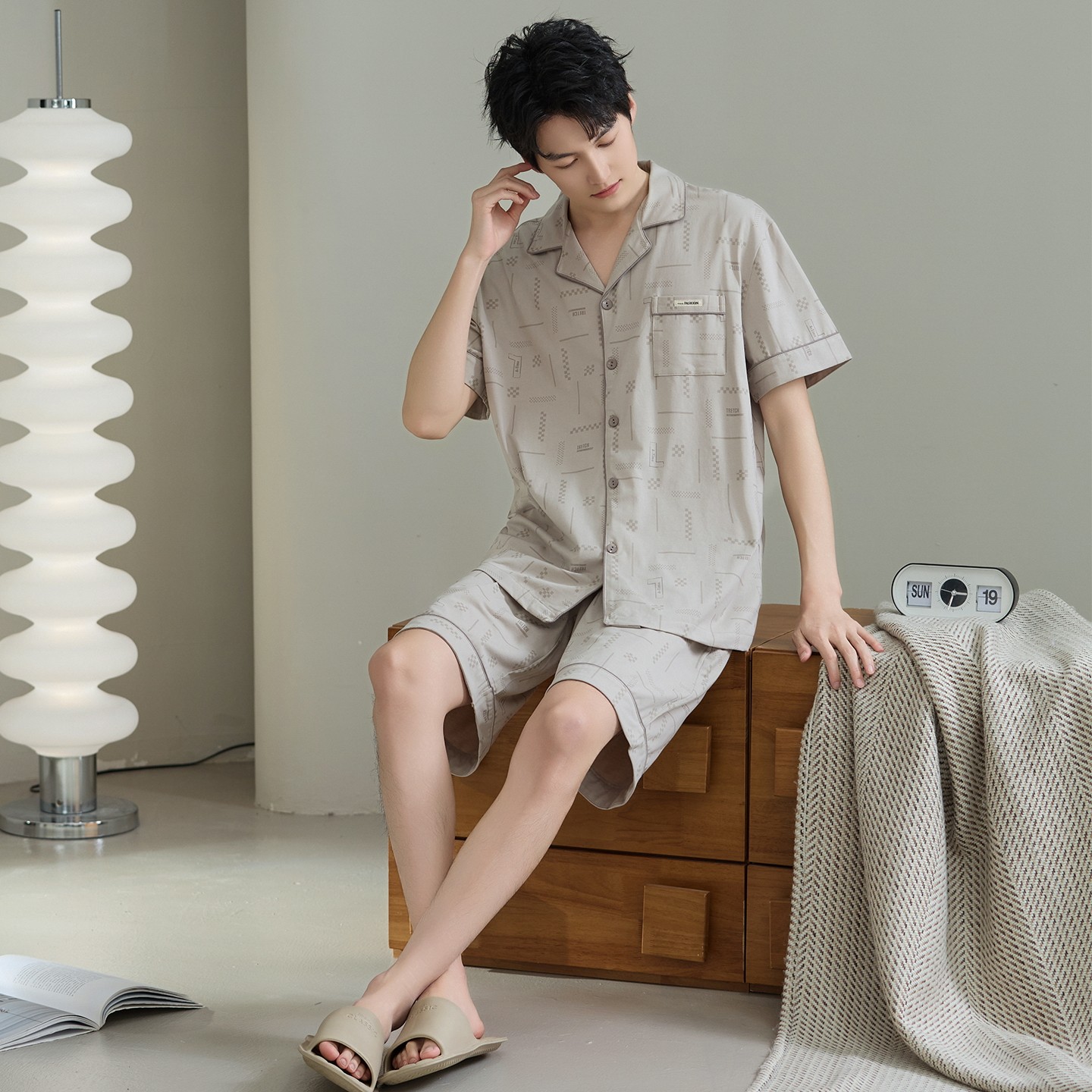 男士睡衣夏季7A抗菌超爽棉短袖短裤薄款家居服休闲开衫大码套装,淘宝优惠券,粉丝福利购,淘宝优惠卷