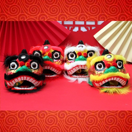小醒狮玩具佛山迷你手偶儿童狮子头舞狮装饰手工艺品公仔拳头南狮 - 图1