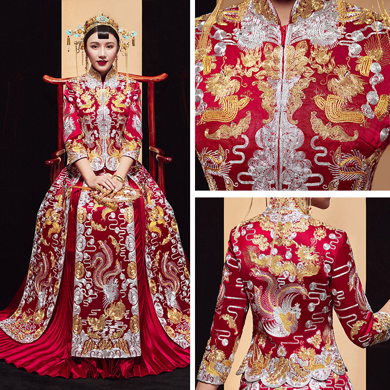 秀禾服新娘2020新款龙凤褂中式婚纱 琼兰旗袍