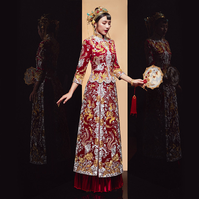 秀禾服新娘2020新款龙凤褂中式婚纱 琼兰旗袍