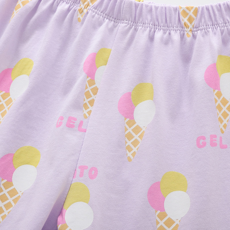 女童冰淇淋印花棉套装宝宝夏季薄款短袖短裤两件套儿童T恤家居服5,淘宝优惠券,粉丝福利购,淘宝优惠卷