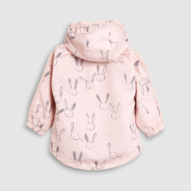 女童外套洋气薄夹克春装儿童防风服3-6岁宝宝兔子连帽拉链衫2风衣 - 图1