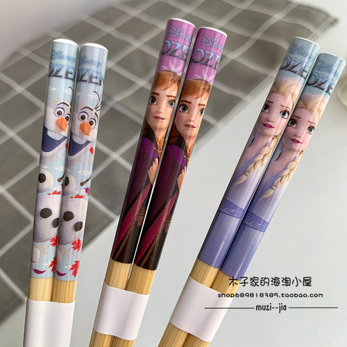 现货 日本制冰雪奇缘2艾莎安娜雪宝儿童宝宝餐具不锈钢勺子筷子 - 图1