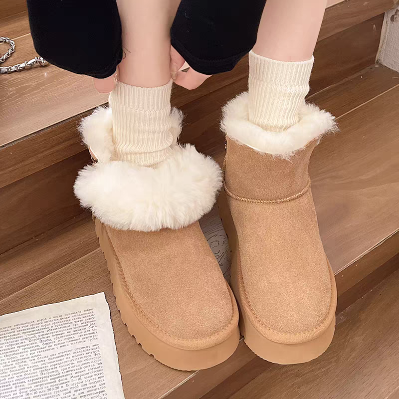 断码撤柜厚底雪地靴女冬季加绒加厚毛绒保暖棉靴侧拉链雪地棉鞋,淘宝优惠券,粉丝福利购,淘宝优惠卷