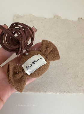 萌趣卡通毛绒布艺小动物挂脖项链女小众文艺复古凹造型毛衣链挂件