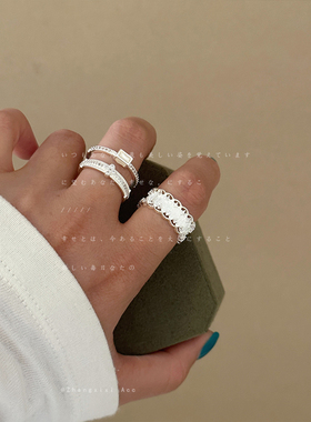 潮流高级感缕空蕾丝戒指女轻奢复古时尚小众独特百搭通勤指环戒子