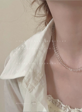 简约高级感透明串珠项链女小众个性独特优雅气质百搭颈链锁骨链