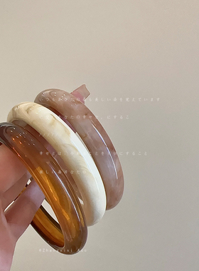 复古轻奢树脂纹理手镯女简约小众个性独特时尚气质百搭手环手饰