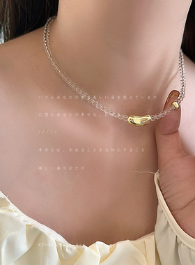 设计感透明水晶串珠项链女精致优雅轻奢简约时尚百搭颈链锁骨链