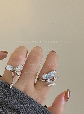 轻奢高级感蝴蝶结开口戒指合集女小众甜美气质优雅时尚指环戒子