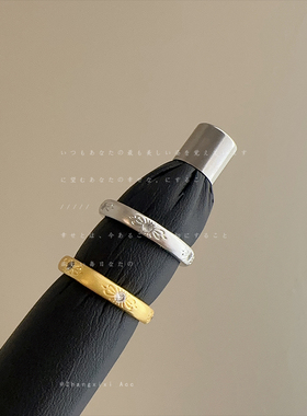 设计感锆石花朵开口戒指女小众独特个性精致时尚潮流百搭指环戒子