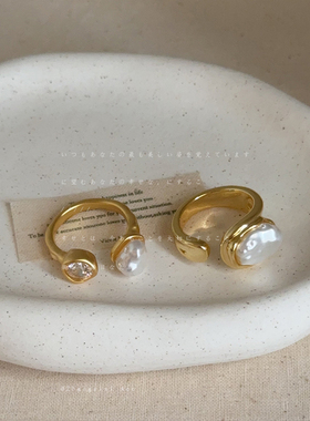 轻奢高级感巴洛克珍珠戒指女个性独特气质时尚潮流百搭指环戒子