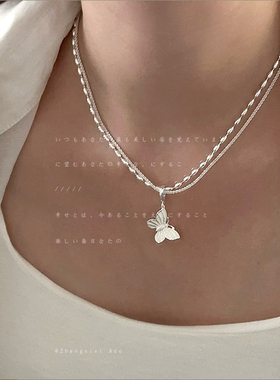 滴釉蝴蝶双层项链轻奢小众叠戴锁骨链温柔优雅气质高级百搭颈链